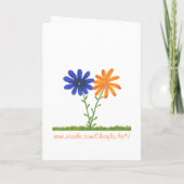 青とオレンジの結婚式招待状、花 招待状 (裏面)