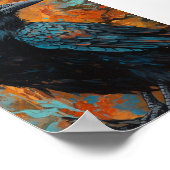 青とオレンジの背景のクロウ ポスター (角)