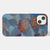 青とオレンジの色の花柄デジタルアート iPhoneケース (裏面横)