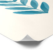 青とオレンジの色合いの花模様 ポスター (角)