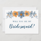 青とオレンジの花が私の花嫁になる 招待状 (正面)