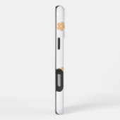 青とオレンジの花のフラワーパターン iPhoneケース (右側面)