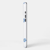 青とオレンジの花のフラワーパターン iPhoneケース (左側面)