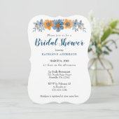 青とオレンジの花のブライダルシャワー招待状 招待状 (スタンド正面)