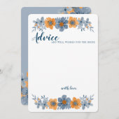 青とオレンジの花の結婚アドバイスカードが並んでいない アドバイスカード (正面/裏面)