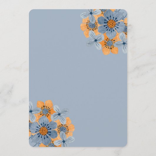 青とオレンジの花の結婚アドバイスカードが並んでいない アドバイスカード (裏面)