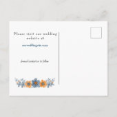 青とオレンジの花のSave the Date ポストカード (裏面)