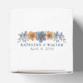 青とオレンジの花スクエア結婚式の引き出物ボックス フェイバーボックス (上部)