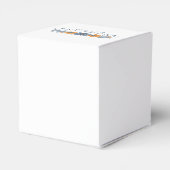 青とオレンジの花スクエア結婚式の引き出物ボックス フェイバーボックス (裏面サイド)