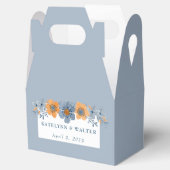 青とオレンジの花ライトブルー結婚式の引き出物 フェイバーボックス (オープン)