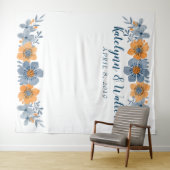 青とオレンジの花 ウェディング フォトブース 背景 タペストリー (インサイチュ(横))