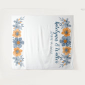 青とオレンジの花 ウェディング フォトブース 背景 タペストリー (正面(横))