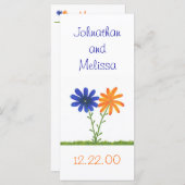 青とオレンジの花、カスタムメニューカード メニュー (正面/裏面)