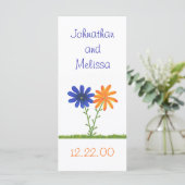 青とオレンジの花、カスタムメニューカード メニュー (スタンド正面)