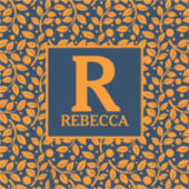 青とオレンジの葉のパターン シール (正面)