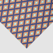 青とオレンジの部族イカットパターン 薄葉紙 (詳細)