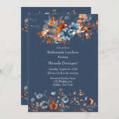 青とオレンジの野生の花の花嫁給食会 招待状 (正面/裏面)