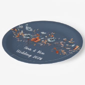 青とオレンジの野結婚花 ペーパープレート (アングル)