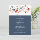 青とオレンジの野結婚花 招待状 (スタンド正面)