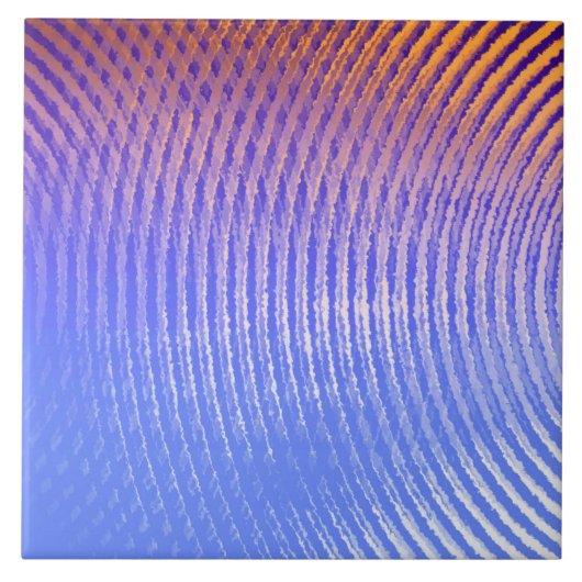 青とオレンジの音波パターン タイル (正面)