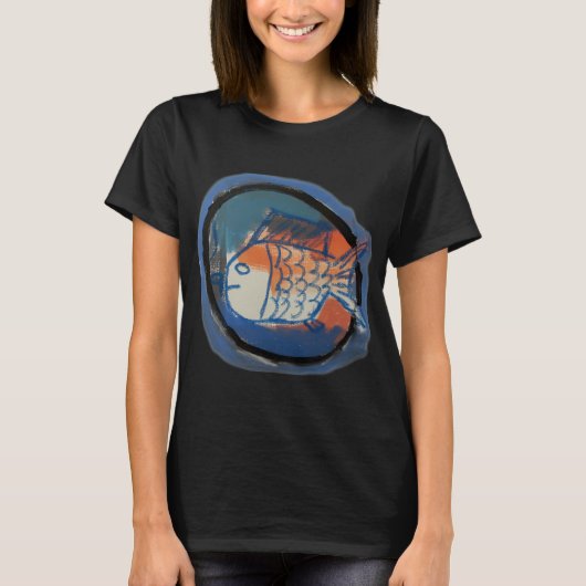 青とオレンジの魚 Tシャツ (正面)
