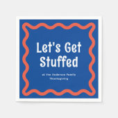 青とオレンジは波状の四角詰まったを得よう スタンダードカクテルナプキン (正面)