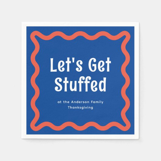 青とオレンジは波状の四角詰まったを得よう スタンダードカクテルナプキン (正面)