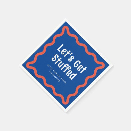 青とオレンジは波状の四角詰まったを得よう スタンダードカクテルナプキン (角)