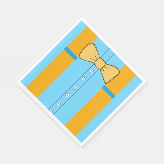 青とオレンジサスペンダアンドボウタイズ誕生日 スタンダードランチョンナプキン (角)