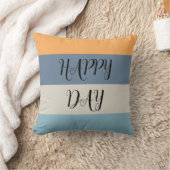 青とオレンジストライプの クッション (ブランケット)