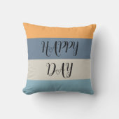 青とオレンジストライプの クッション (正面)