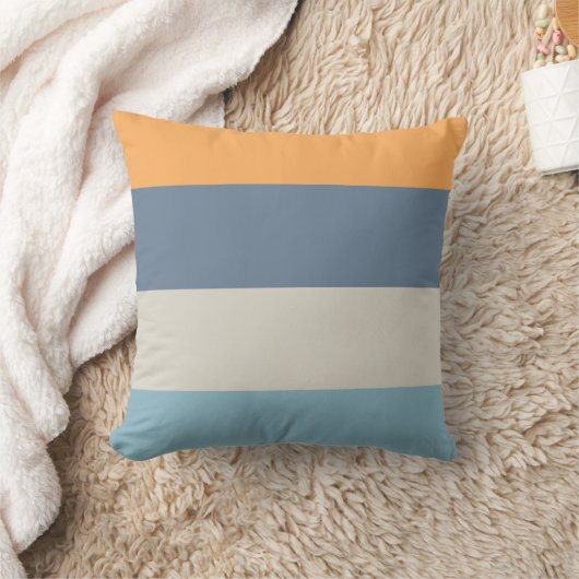 青とオレンジストライプの クッション (ブランケット)