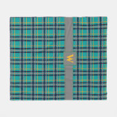 青とオレンジプレイドフリースブランケット フリースブランケット (正面(横))