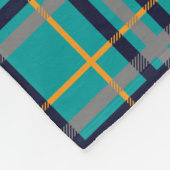 青とオレンジプレイドフリースブランケット フリースブランケット (角)