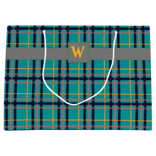 青とオレンジプレイド抱き枕 ラージペーパーバッグ (正面)