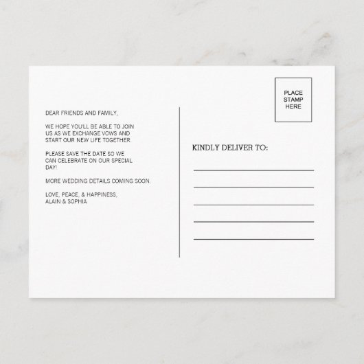 青とオレンジ日付化学はがきを保存 案内ポストカード (裏面)