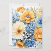 青とオレンジ淡い色ののフローラ春の結婚式 招待状 (裏面)