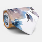 青とオレンジ絵を描のフローラ結婚の新郎 ネクタイ (ロール)