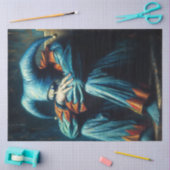 青とオレンジ色の悲しいジェスター 薄葉紙 (クラフト)