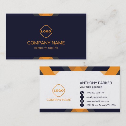 青とオレンジ 名刺 (正面/裏面)