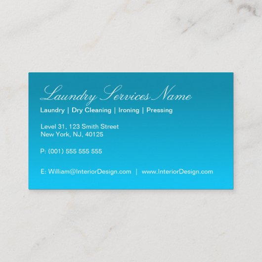 青とカッコいい緑のランドリーサービスの名刺 名刺 (裏面)