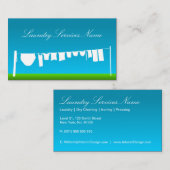 青とカッコいい緑のランドリーサービスの名刺 名刺 (正面/裏面)