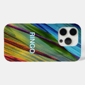 青とカラフルティール（緑がかった色）の波状デザイン Case-Mate iPhoneケース (裏面 (横))