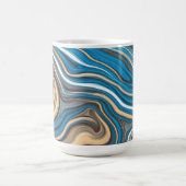 青とカラフル金ゴールド渦巻きマグカップ モーフィングマグカップ (中央)
