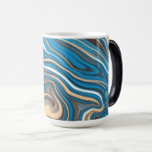 青とカラフル金ゴールド渦巻きマグカップ モーフィングマグカップ (正面右)