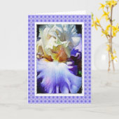 青とクリームのアイリス空白のカード カード (黄色い花)