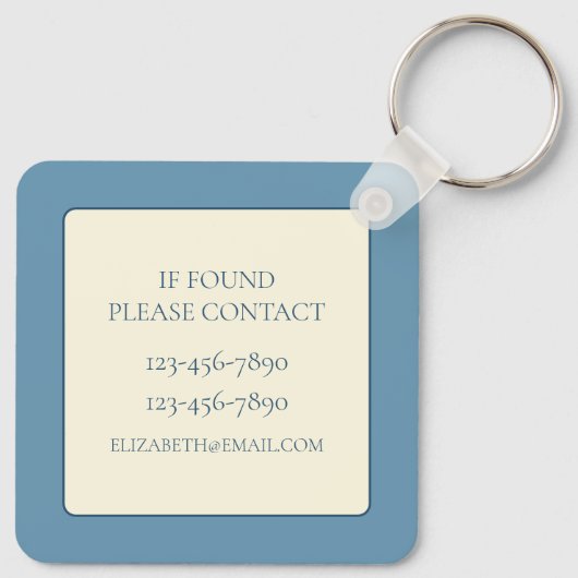 青とクリームのウミガメのモノグラム キーホルダー (裏面)