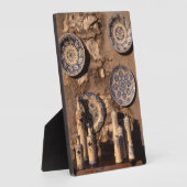 青とクリームの陶器のウンブリアのポスター フォトプラーク (側面)