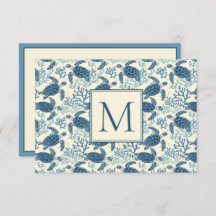 青とクリームウミガメのモノグラム