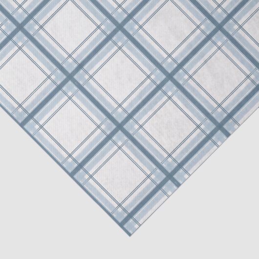 青とクリームパターン（の模様が）あるの格子柄 薄葉紙 (詳細)